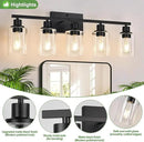 5-Light Bathroom Light Fixtures, Matte Black Modern Vanity Lights with Clear Glass Shades, Bathroom Vanity Light for Mirror Living Room Cabinet Bedroom Porch by CozyNest Decor