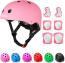 KAMUGO Kids Adjustable Helmet, with Sports Protective Gear Set Knee Elbow Wrist Pads for Toddler Age 2-8 Boys Girls, Bike Skateboard Hoverboard Scooter Rollerblading Helmet Set by TinyTreasures Baby Boutique