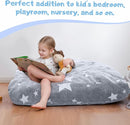 COMAX Kids Bean Bag Chair Turn into Beanbag Bed, Unicorn Toddler Bean Chair for Girl Boy Sleeping, Lazy Children Sofa Couch with Filler, Convertible Child Floor Mattress, Glowing Grey Star by TinyTreasures Baby Boutique