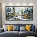 PHAOHUAXM Large Canvas Printing Artworks Wall Art For Bedroom Wall Decor For Living Room Office Home Decor Rivulet View Painting Forest Tree Landscape Watercolour Pictures Black Framed 30x60 In