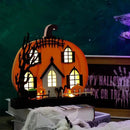 Lulu Home Halloween Tabletop Decoration, Wooden Lighted Pumpkin House Decoration Ornaments, Battery Operated Halloween Sign Indoor Fireplace Desk Kitchen Table Ornament, 9 x 9 x 2.1 INCH by CozyNest Decor