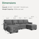 HONBAY Convertible Sectional Sofa with Storage U Shaped Sectional Couch with Reversible Chaise Small Sectional Couches for Living Room,Grey by CozyNest Decor