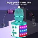 BONAOK Karaoke Microphone for Kids & Adults - Bluetooth Microphones Singing Mic with Disco Lights, Echo Effect, Built-in Speaker Portable Karaoke Player for Party Travel Gifts Q78(Ice Blue) by TinyTreasures Baby Boutique