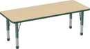 Factory Direct Partners FDP Rectangle Activity School and Classroom Kids Table (24 x 60 inch), Chunky Toddler Legs, Adjustable Height 15-24 inches - Maple Top and Green Edge by CozyNest Decor
