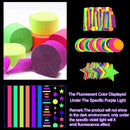 700ft Neon Paper Garland Glow in Dark Paper Streamers UV Reactive Round Dot Star Kit Banners for Neon Party Supplies, Wedding Decorations, Birthday Parties by TinyTreasures Baby Boutique