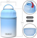 Soup Thermo for Hot Food & Drinks, Thermo Lunch Box for Kids, 17oz Vacuum Insulated Food Container with Spoon&&Drawstring Bag, Soup Therm for Adults, Blue&White by TinyTreasures Baby Boutique
