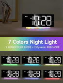 Cadmos Extra Loud Alarm Clock for Heavy Sleepers Adults,Teens,Kids,Rainbow Clock for Bedrooms,Small Bedside Digital Clock with Large Display,7 Color Night Light,12/24h(Black+Dynamic) by TinyTreasures Baby Boutique
