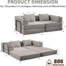 78" W Loveseat Sofa, 4 in 1 Convertible Floor Sofa Bed, Boneless Cloud Couch with Cup Holder, Fold Out Floor Couch, Loveseat Recliner Sleeper for Living Room Bedroom Lounge(Corduroy, White) by CozyNest Decor