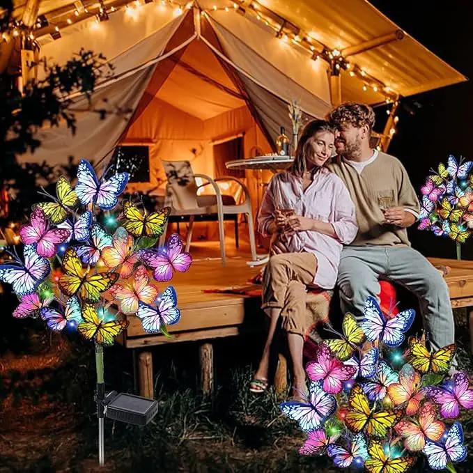 Solar Garden Lights Outdoor Waterproof Decorative Solar Lights Outdoor 8 Pack with 176 LED 136 Butterfly Flower Garden Decor Yard Decorations Patio Lawn, Gifts for Mother's Day Mom Women, photo 9 of 9