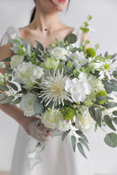 White Artificial Flower Box Set Silk Fake Flowers for DIY Centerpieces Cake Decorations, Wedding Bouquets, Boutonnieres, Home Decor (White Green) by GreenHaven Gardens