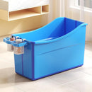 Collapsible Baby Bathtub Foldable Bathtub for Toddler Portable Large Foldable Bath Tub Bathtub for Kids Petite with Thermometer and Storage Basket (Blue) by TinyTreasures Baby Boutique
