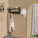 Sorbus Coat Hooks Wall Mount with Shelf – 16 Inch Coat Rack Wall Mount with 5 Heavy Duty Hooks – Floating Wall Shelf with Hooks for Entryway, Bathroom, Bedroom, Kitchen, or Mudroom (Black) by CozyNest Decor