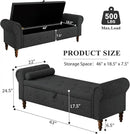 Storage Ottoman Bench for Bedroom, 63" End of Bed Bench with Rolled Arms Upholstered Ottoman Bench Fit for Bedroom, Living Room, Entryway, Linen Dark Gray by CozyNest Decor