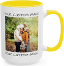 Personalized Coffee Mug – Custom Photo, Text, or Logo Ceramic Mug Tea Cup | Taza Personalizada with Picture or Message | Customized Gift Idea for Men & Women, Mom, Dad, Friends - White/Yellow | 15oz by TinyTreasures Baby Boutique