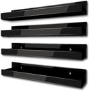 4 Pack 15 Inch Black Acrylic Shelves, Black Kids Floating Bookshelf for Kids Room, Modern Nail Polish Rack Sunglasses Essential Oil Picture Ledge Display Toy Storage Wall Shelf by TinyTreasures Baby Boutique
