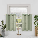 LAMIT Semi Sheer Linen Curtains 36 Inch Length, Light Filtering Panels Bronze Grommet Boho Neutral Christams Window Drapes for Kitchen/Small Windows/Cafe, Sage Green, 34 x 36 Inch, 2 Panels by CozyNest Decor