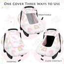Baby Carseat Cover Girls, Pea Pod Unicorn Infant Car Seat Covers Canopy for Newborn with 2 Layers Windows of Breathable Mesh/Fabric, Lightweight Polyester/Minky Dot Backing, Snug Fit by TinyTreasures Baby Boutique