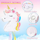 WERNNSAI Foldable Unicorn Piñata - Pull String Unicorn Birthday Party Supplies Extendable Unicorn with Blindfold Bat and Tassels Unicorn Birthday Party Decoration Games Folding Piñatas for Kids by TinyTreasures Baby Boutique
