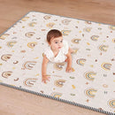 Boho Rainbow Baby Play Mat 71" X 59" Playpen Mat Thicken One-Piece Crawling Mat Non-Slip Cushioned Baby Floor Mat Letter Playmats for Babies Toddlers Infants Tummy Time Activity (71X59,Beige) by TinyTreasures Baby Boutique