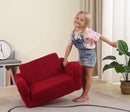 Kids Chairs for Toddler, 2-in-1 Toddler Soft Sherpa Couch Fold Out, Convertible Sofa to Lounger for Girls and Boys, Christmas Decor, Red by CozyNest Decor
