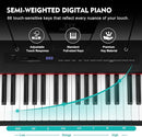 MUSTAR Digital Piano 88 Key Weighted with Stand, 88 Key Semi Weighted Keyboard Piano MEP-900, Portable Electric Piano Keyboard 88 Keys with Bluetooth Connection, Case, Sustain Pedal, MDF, Black by TinyTreasures Baby Boutique
