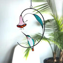 Lolitarcrafts Hummingbird with Flower Stained Glass Suncatcher Bird Stained Glass Window Hangings Hummingbird Gift for Home Decor (Green) by GreenHaven Gardens