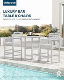 5-Piece Bar Height Patio Table and Chairs Set, HDPE Wood Grain Outdoor Bar Table and Chairs with Heart Cutout Design, Weather-Resistant Bar Height Furniture for Deck, Porch, Pool (White) by GreenHaven Gardens