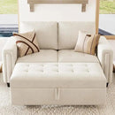 Belffin Modular Sectional Sleeper Sofa with Pull Out Couch Bed Modular Sleeper Loveseat Sectional Sofa Velvet Fabric for Living Room Apartment Beige by CozyNest Decor