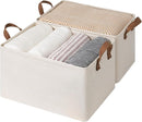 StorageWorks Storage Bins, Shelves Baskets for Organizing, Large Fabric Closet Organizers with Handles, Metal Frame, Beige（Cotton-linen）, 2-Pack by TinyTreasures Baby Boutique