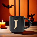 COLLECTIVE HOME - Monogram Ceramic Mugs, 15 oz Golden Initial Black Coffee Cups, Elegant Alphabet Tea Mugs, Elegant Personalized Mug with Gift Box, Unique Mug with Double Side Capital Lette (J) by CozyNest Decor