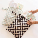 Tiny Twinkle Mess-Proof Waterproof Wet Dry Bag | 2-Pack Reusable Wet Bags for Swimsuits & Baby Clothes | Leakproof Wet Bag for Travel & Diaper Changes for Baby (Black, Green Checkers) by TinyTreasures Baby Boutique