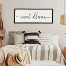 Sweet Dreams Wall Decor Above Bed 40''×15'' Master Bedroom Large Sweet Dreams Sign Farmhouse Wall Decor Guest Room Wood Rustic Framed Over Bed Wall Art Hanging Decoration (Black) by CozyNest Decor