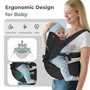 FRUITEAM 6-in-1 Baby Carrier with Hip Seat for Breastfeeding, All Seasons, All Position Adjustable Baby Chest Carrier with Lumbar Support, Adapt to Newborn, Infant & Toddler (Cool Black) by TinyTreasures Baby Boutique