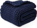 YnM Chunky Throw Blanket, Medium-Weight, Hand Knitted, Skin Friendly, Ventilated and Breathable, Machine Washable, Home Décor Piece for Couch, Sofa and Bed (Indigo Blue, 60x80 Inch) by CozyNest Decor