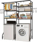 VEVOR Over The Washer and Dryer Storage Shelf, 6 Tier Laundry Room Drying Rack with Hanger Rod and Hooks, Adjustable Over Washer and Dryer Shelves, Laundry Room Shelf Storage Space Saver, Black by CozyNest Decor