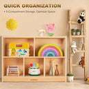 wingyz Wood Storage Shelf Organizer, 35.4" L, 5-Section Montessori Kids Toy & Book Shelf, Wooden Cabinet for Kids Rooms, Playroom, Classroom, Nursery, Preschool Furniture - Nature by CozyNest Decor