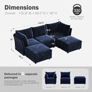 102.6" U Shaped Modular Sectional Sofa, 5 Seater Couch with Storage Ottoman Deep Seat and High Backrest with Removable Cover for Living Room, Apartment - Chenille Blue by CozyNest Decor