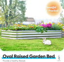 Quictent Galvanized Raised Garden Bed Kit, 8x4x1 ft Oval Metal Planter Box for Vegetables, Rubber Strip Edging Included (Silver) by GreenHaven Gardens
