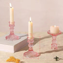 12Pcs Pink Candlestick Holders Set- 4" H Taper Candle Holders Bulk, Glass Candle Holders for Wedding, Party, Romantic Dinner Table Centerpieces, Festival Gifts & Windowsill Decor by CozyNest Decor