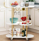 3 Tier Gold Bar Carts for Home Bar Serving Cart with Wheels, Heavy Duty Bar Wine Cart with Storage Shelves, for The Living Room, Kitchen, Bar, Party by CozyNest Decor