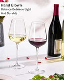 JBHO Hand Blown Italian Style Crystal Bordeaux Wine Glasses - Great Gift Packaging - Red Wine Glasses Lead-Free Premium Crystal Clear Glass - Set of 2-18 Ounce by CozyNest Decor