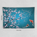 Houselerax Japanese Koi Fish Tapestry, Cherry Blossoms Asian Oriental Green Teal Flower Branch Koi Fish Carp Tapestries Wall Hanging for Bedroom Living Room Office Decor 90"x60" by CozyNest Decor