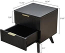 Fluted Nightstand Set of 2, Mid Century Modern 2 Drawer Dresser for Bedroom, Small Dresser Night Stand Side Table End Table with Wood Fluted Drawer Storage for Bedroom Closet(Black) by CozyNest Decor