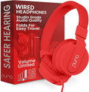 Puro Sound Labs PuroBasic Wired Headphones for Kids - Volume-Limiting & Adjustable with Microphone – Compatible with Smartphones, Tablets, PCs, and More – Safe, Durable Headphones for Kids – Red by TinyTreasures Baby Boutique