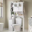 Itaar Over The Toilet Storage Cabinet, Over Toilet Bathroom Organizer with Glass Doors & Toilet Paper Holder Stand, Home Space-Saving Toilet Rack, for Bathroom, Restroom, Laundry(White) by CozyNest Decor