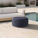Inflatable Ottoman Stool D21 xH9 for Outdoor/Indoor Use, Water Repellent Patio Foot Rest Stool with Portable Handle,Round Pouf Ottoman Suitable for Garden,Deck and Camping - Textured Navy by CozyNest Decor