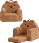Toddler Chair,Sherpa Bear Kids Chair,Toddler Couch Fold Out,Children Reading Chair,Flip Out Kids Couch,Toddler Sofa Convertible for Age 1-3(Brown Bear) by TinyTreasures Baby Boutique