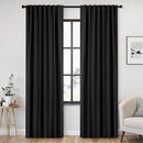 ANRODUO Back Tab Blackout Curtains for Bedroom Living Room, Rod Pocket Pinch Pleated Thermal Insulated Room Darkening Curtains 84 Inches Long 2 Panels, Black, 52 x 84 Inch by TinyTreasures Baby Boutique