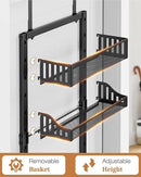 8-Tier Over the Door Pantry Organizer, Large Metal Door Spice Rack with Adjustable Basket, 2 in 1 Wall Mount or Hanging Heavy-Duty Pantry Door Storage Shelf for Kitchen and Bathroom, Black by CozyNest Decor