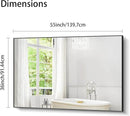 Bathroom Black Mirror, 36x55in Black Rectangle Mirror with Thin Metal Frame, Large Rectangular Wall Mirror for Bathroom, Living Room, Hair Salon, Big Farmhouse Mirror Hang Horizontal/Vertical by CozyNest Decor